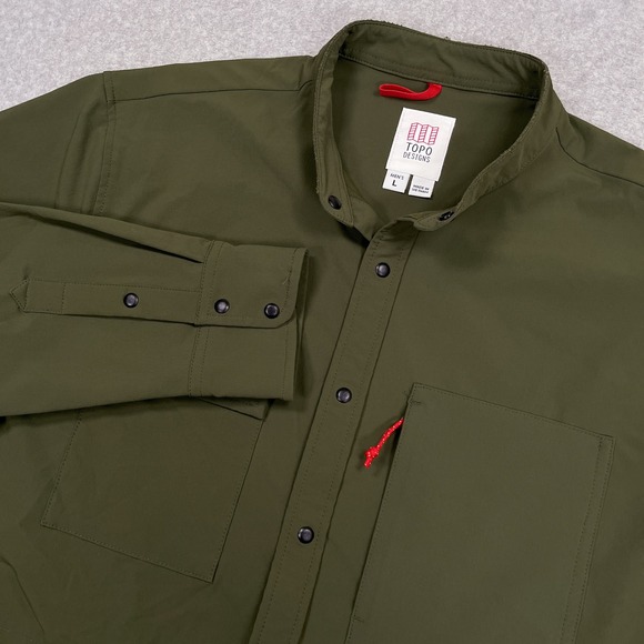 Topo Designs Other - Topo Designs Tech Shirt Mens Large Green Snap Up Front Nylon Blend Gorpcore